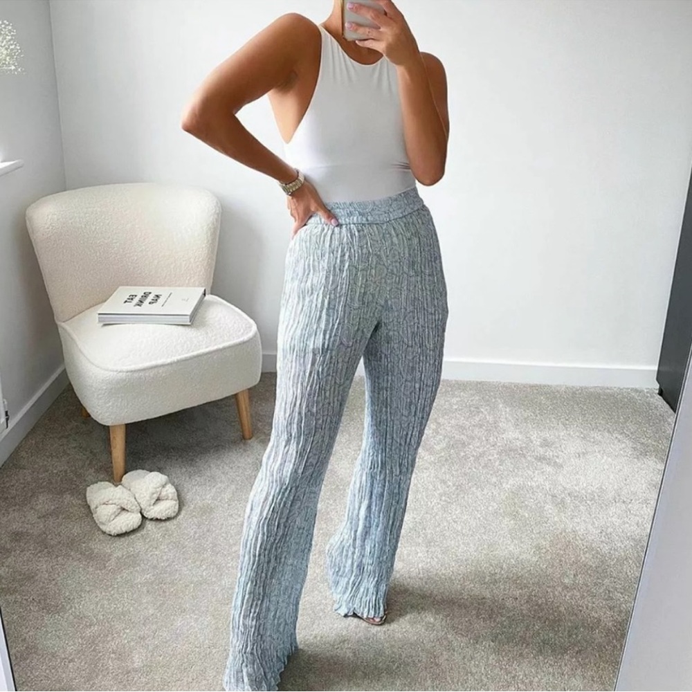 ZARA Wrinkle-Look Pasley Printed Pants Fits XS S